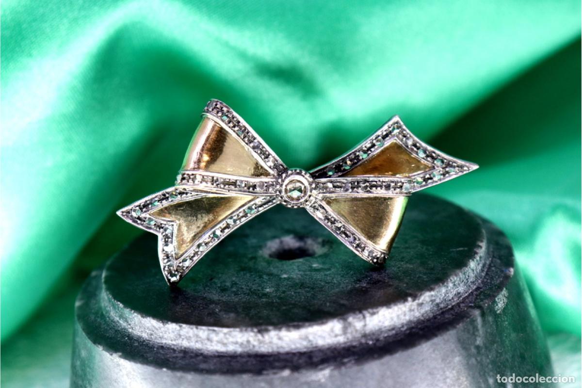 Joyeria: Broche en oro y plata de 19,2K con diamantes. - Foto 2