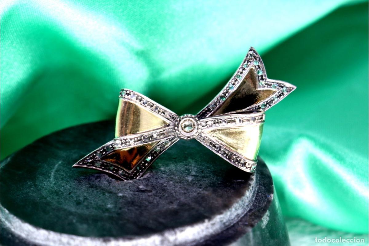 Joyeria: Broche en oro y plata de 19,2K con diamantes. - Foto 3