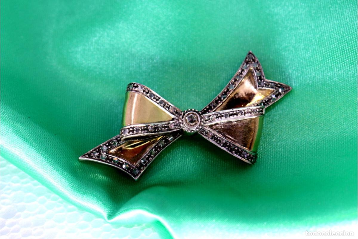Joyeria: Broche en oro y plata de 19,2K con diamantes. - Foto 4