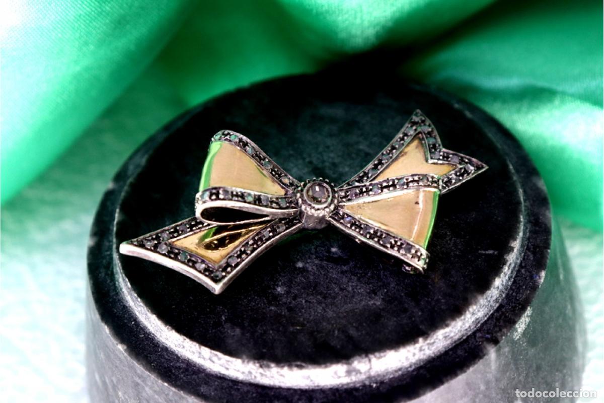 Joyeria: Broche en oro y plata de 19,2K con diamantes. - Foto 6