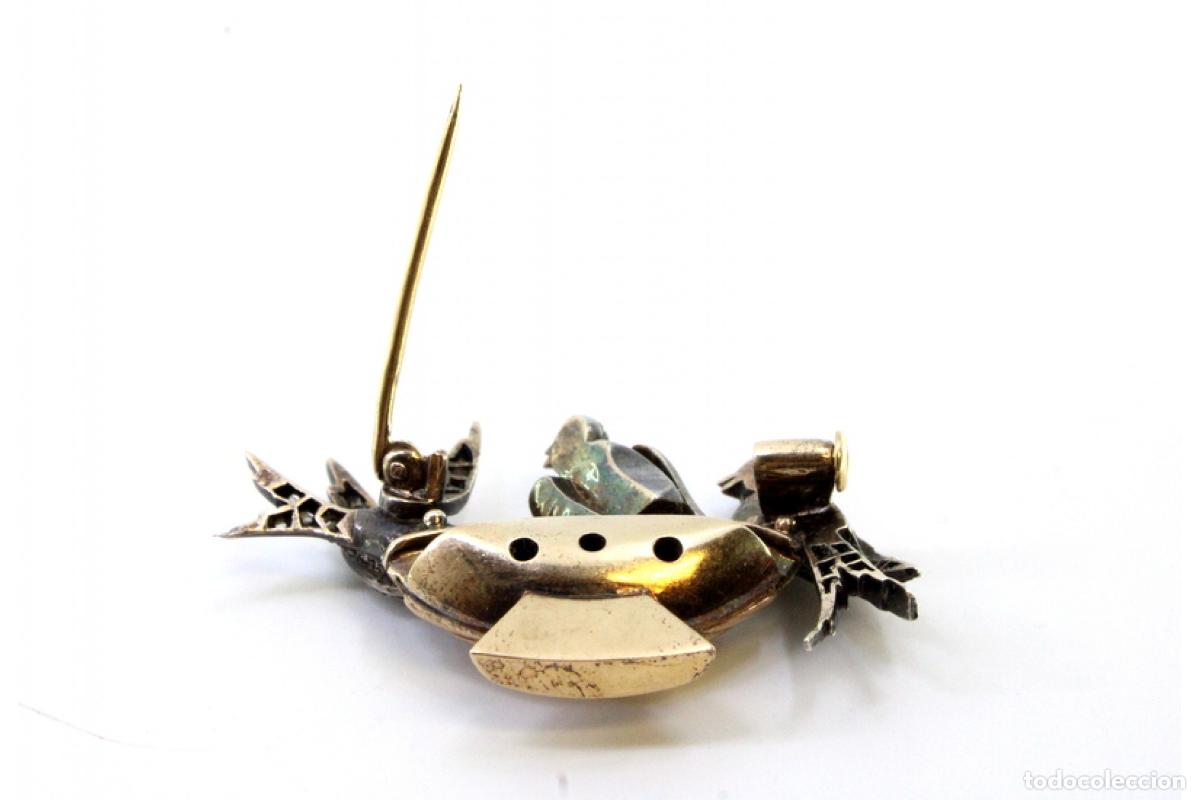 Joyeria: Broche en oro y plata de 19,2K con diamantes y rub&iacute;es. - Foto 6