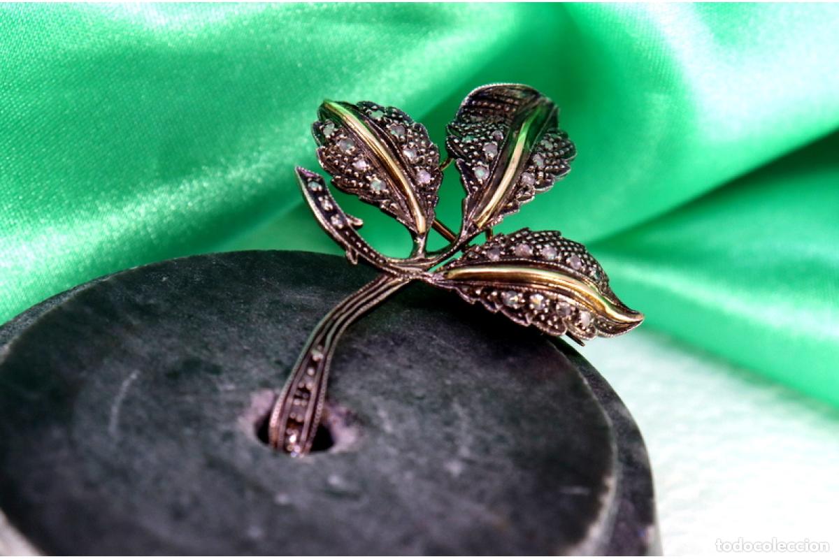 Joyeria: Broche en oro y plata de 19,2K con diamantes. - Foto 4
