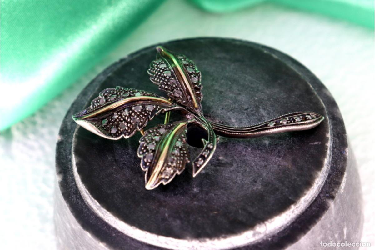 Joyeria: Broche en oro y plata de 19,2K con diamantes. - Foto 7