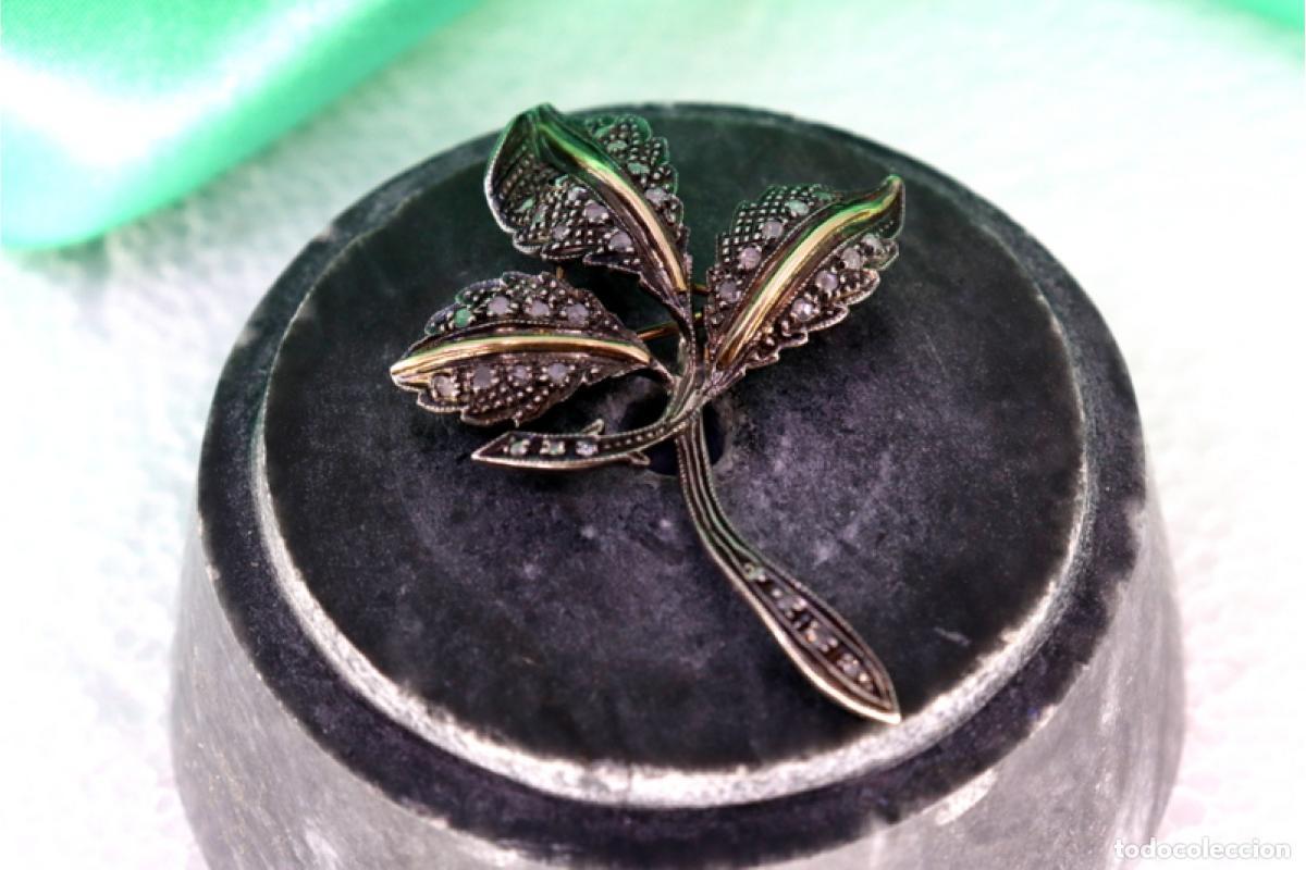 Joyeria: Broche en oro y plata de 19,2K con diamantes. - Foto 8