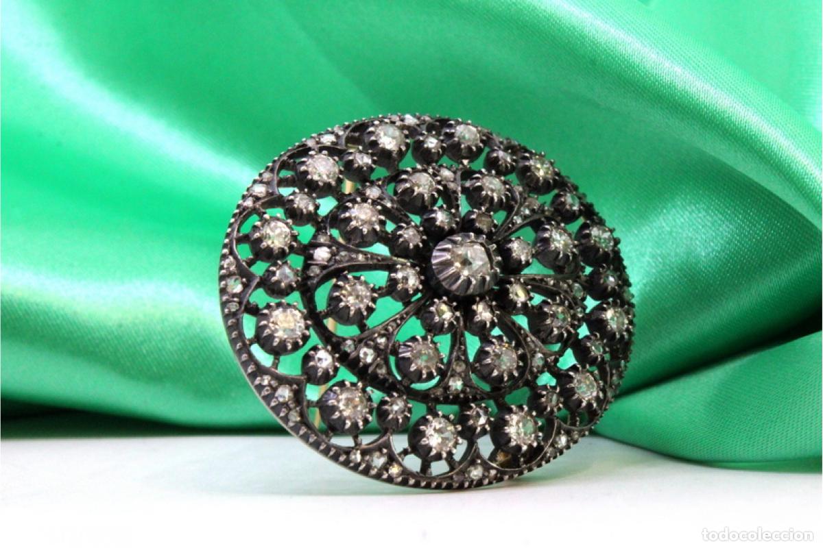 Joyeria: Broche en oro y plata de 19,2K con diamantes. - Foto 6