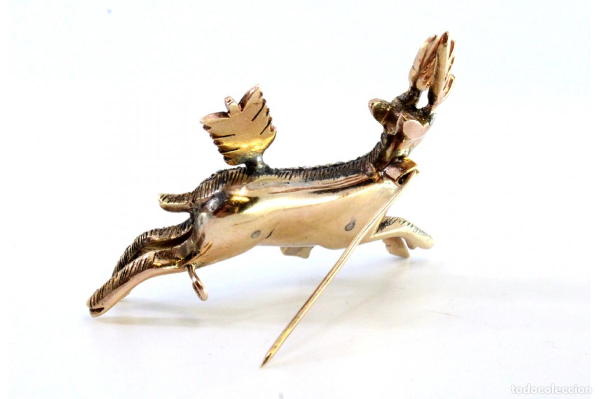 Joyeria: Broche de oro con diamantes - Ciervo y flecha de Cupido - Foto 4