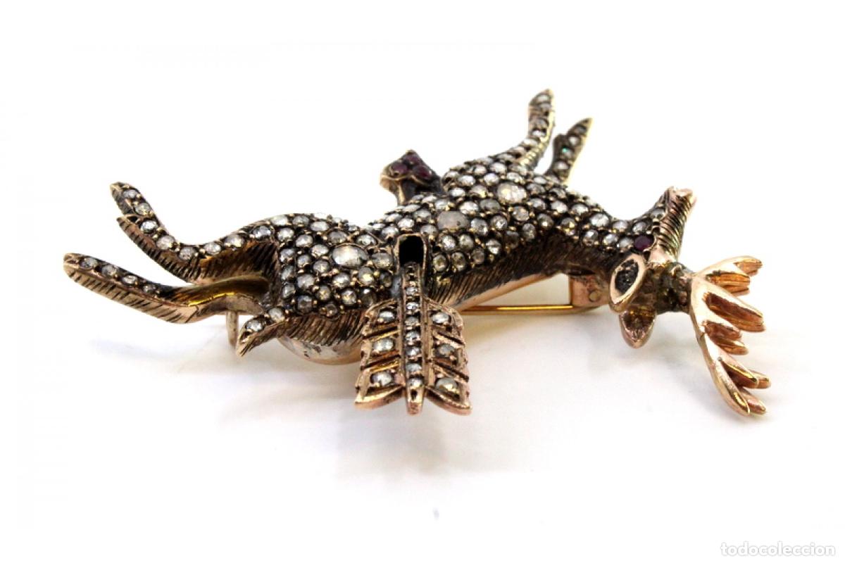 Joyeria: Broche de oro con diamantes - Ciervo y flecha de Cupido - Foto 9