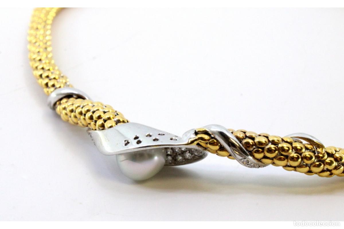 Joyeria: Collar de oro de 19,2 quilates con perla y diamantes - Foto 6