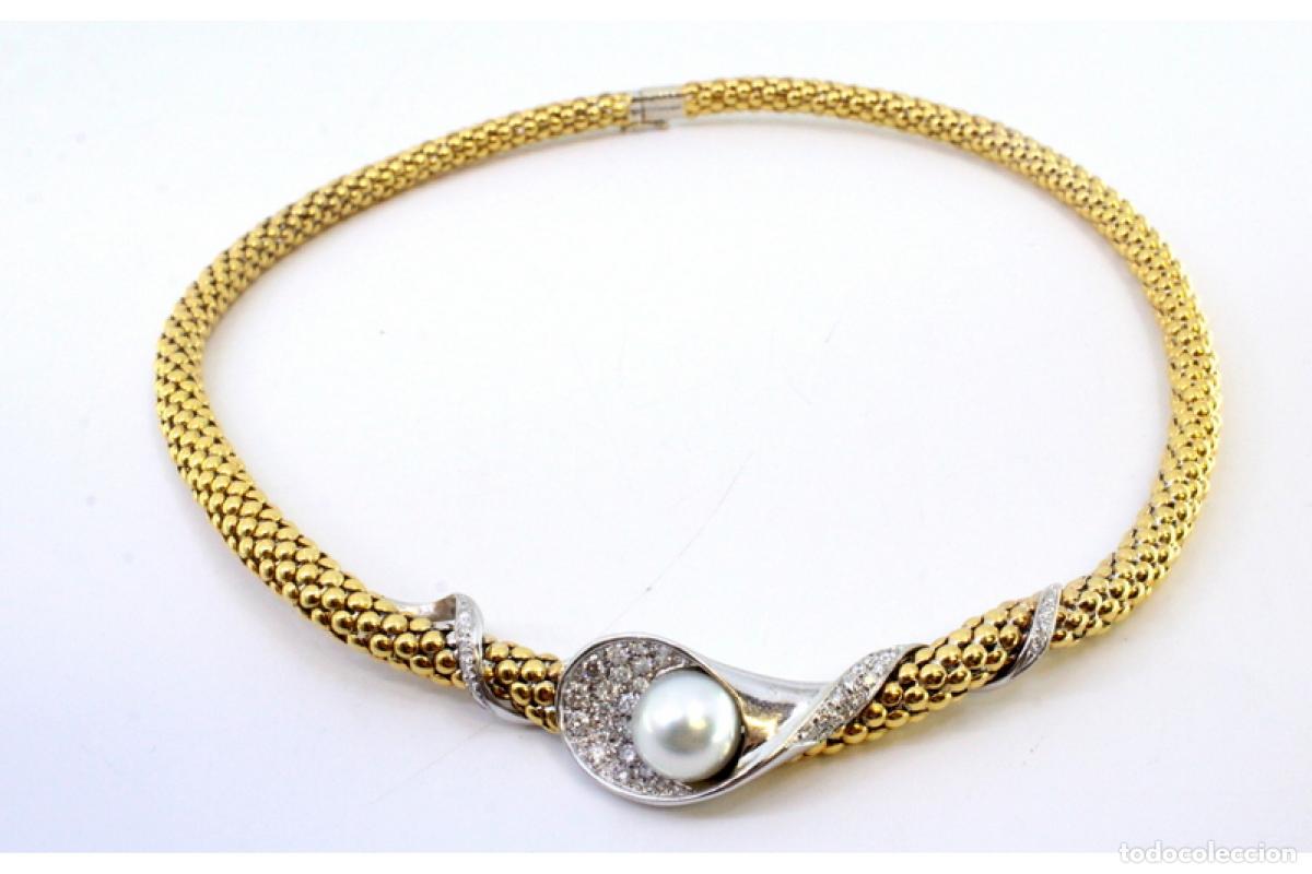 Joyeria: Collar de oro de 19,2 quilates con perla y diamantes - Foto 10