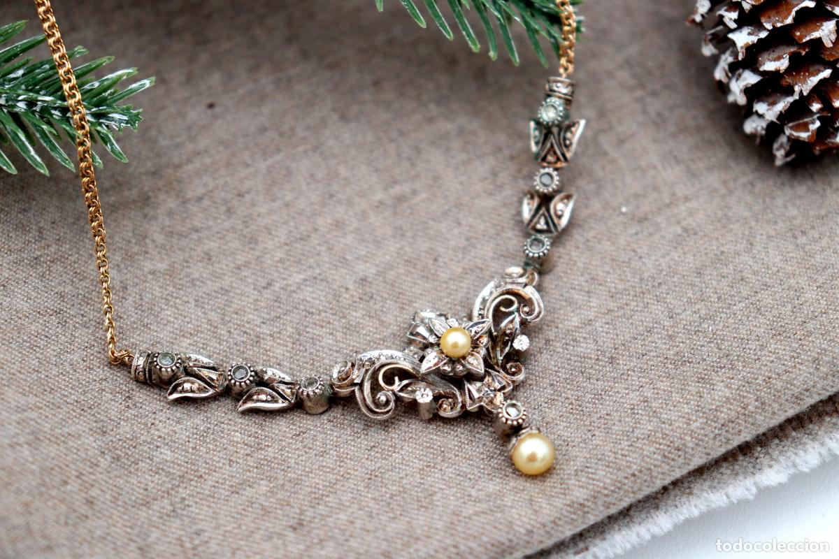 Joyeria: Collar en oro y plata de 19,2K con perlas y diamantes. - Foto 7