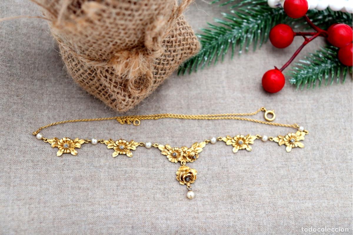 Joyeria: Collar de oro de 19,2 quilates con perlas y diamantes - Foto 6
