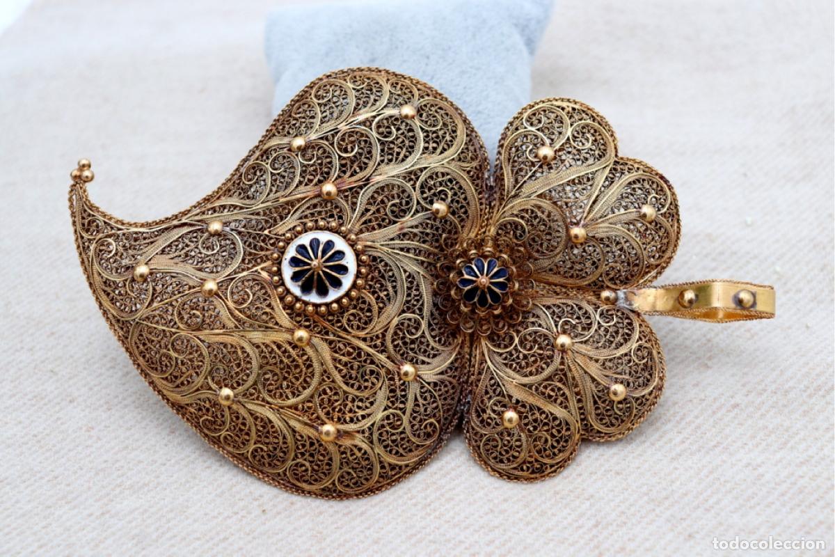 Joyeria: Colgante en forma de coraz&oacute;n en filigrana de oro de 19,2K. - Foto 4