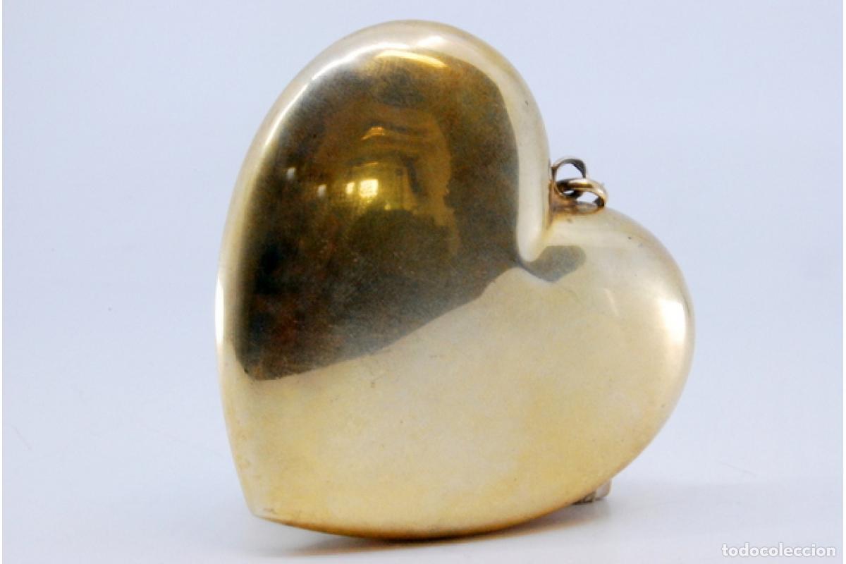 Joyeria: Colgante en forma de coraz&oacute;n en plata ba&ntilde;ada en oro. - Foto 4