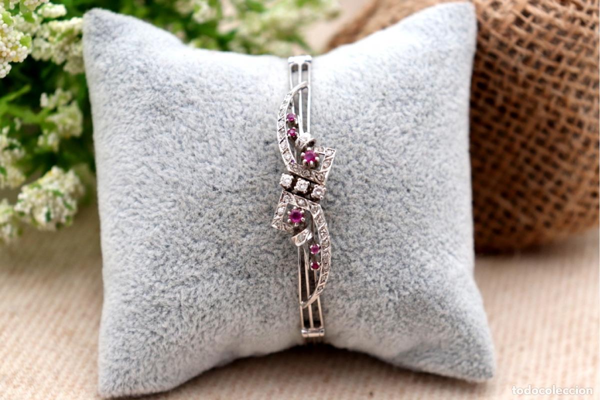 Joyeria: Pulsera de oro blanco de 19,2K con diamantes. - Foto 4