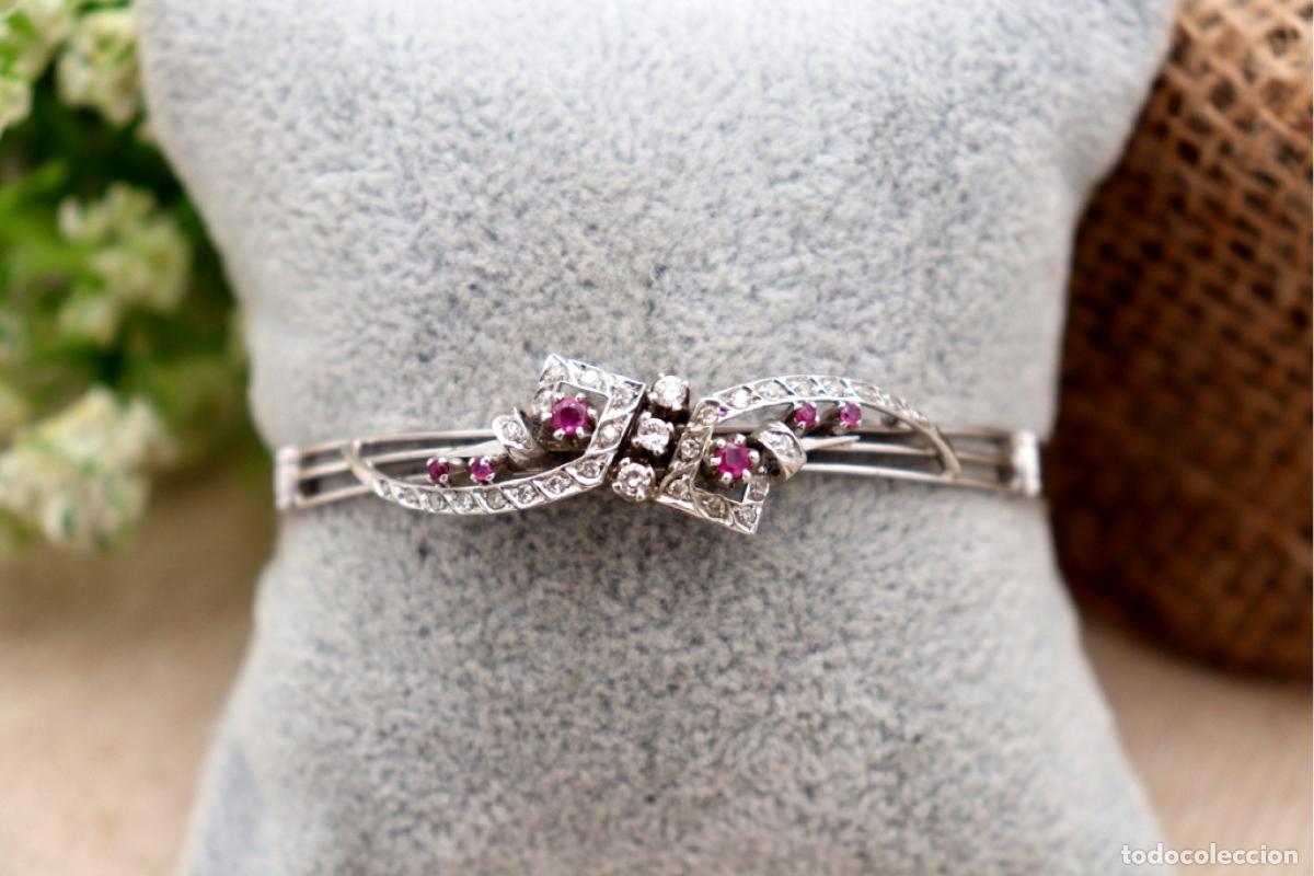 Joyeria: Pulsera de oro blanco de 19,2K con diamantes. - Foto 5