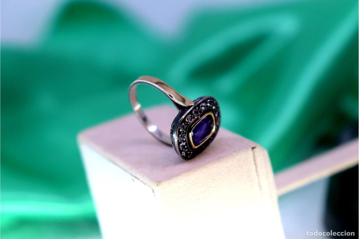 Joyeria: Anillo de oro y plata de 19,2K con amatista. - Foto 4