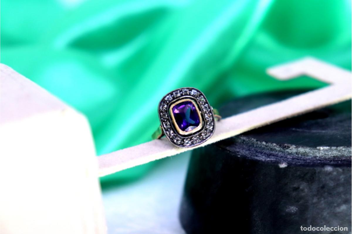 Joyeria: Anillo de oro y plata de 19,2K con amatista. - Foto 5