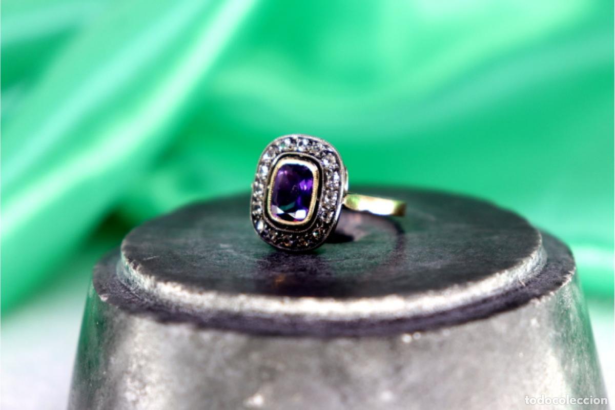 Joyeria: Anillo de oro y plata de 19,2K con amatista. - Foto 8