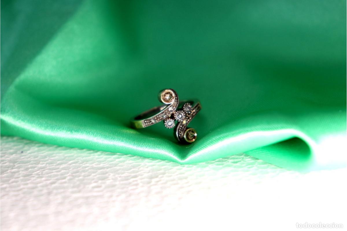 Joyeria: Anillo de oro y plata de 19,2K con diamantes. - Foto 3