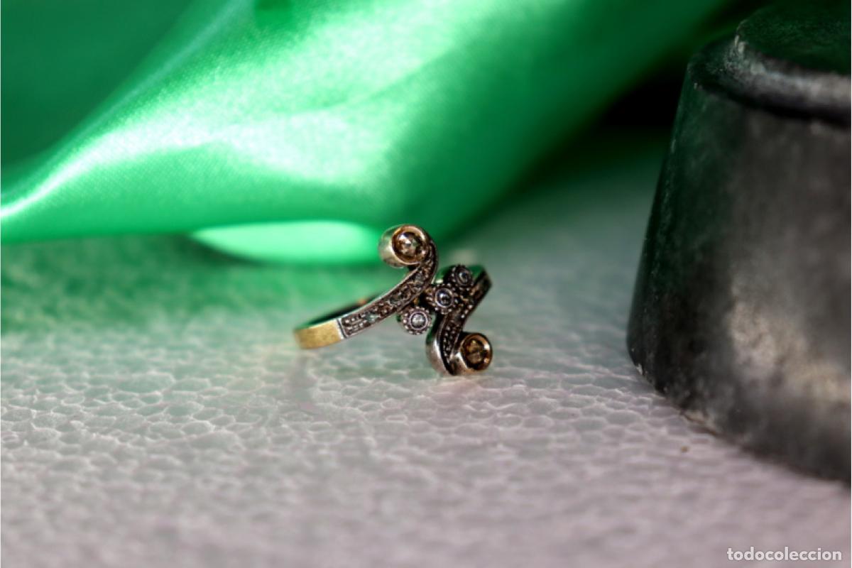 Joyeria: Anillo de oro y plata de 19,2K con diamantes. - Foto 4