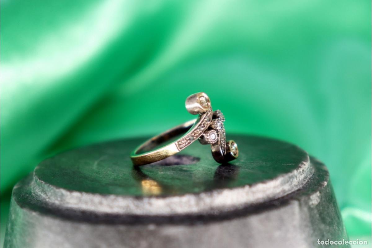 Joyeria: Anillo de oro y plata de 19,2K con diamantes. - Foto 6