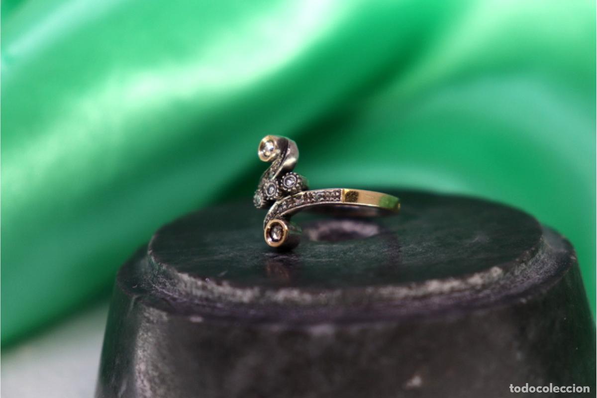 Joyeria: Anillo de oro y plata de 19,2K con diamantes. - Foto 7