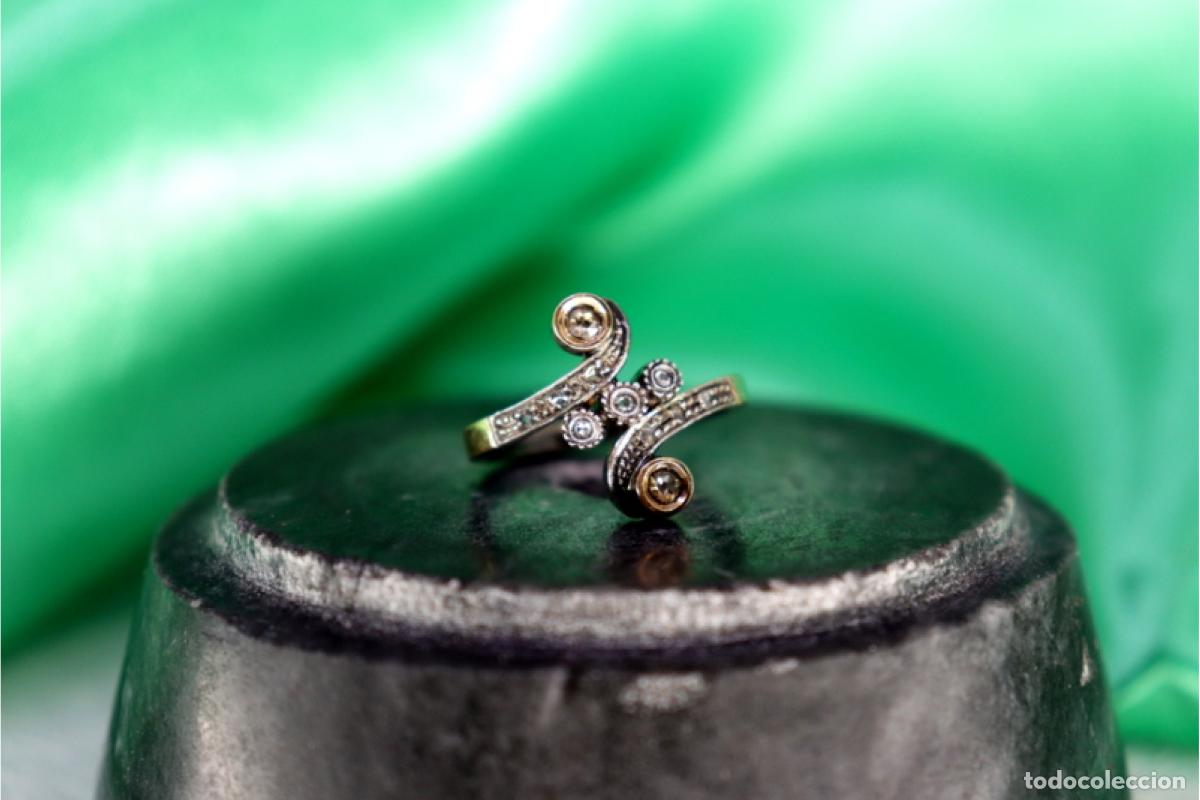 Joyeria: Anillo de oro y plata de 19,2K con diamantes. - Foto 8