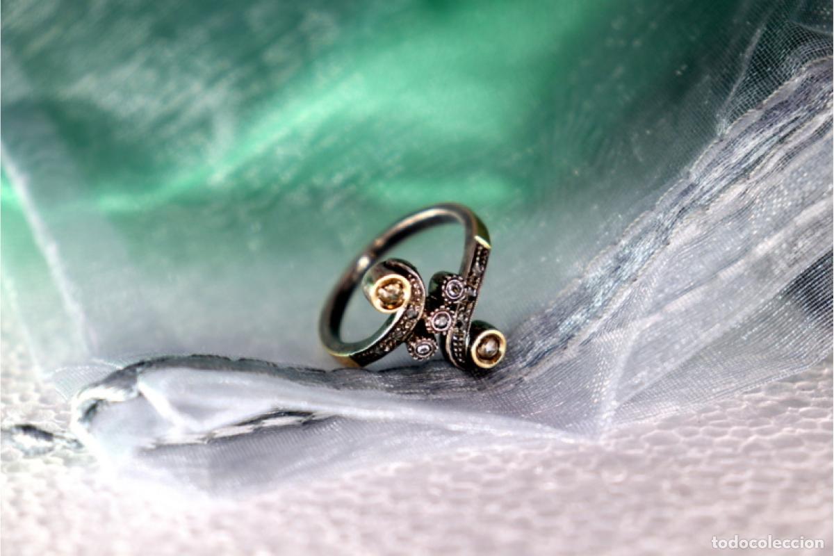 Joyeria: Anillo de oro y plata de 19,2K con diamantes. - Foto 1