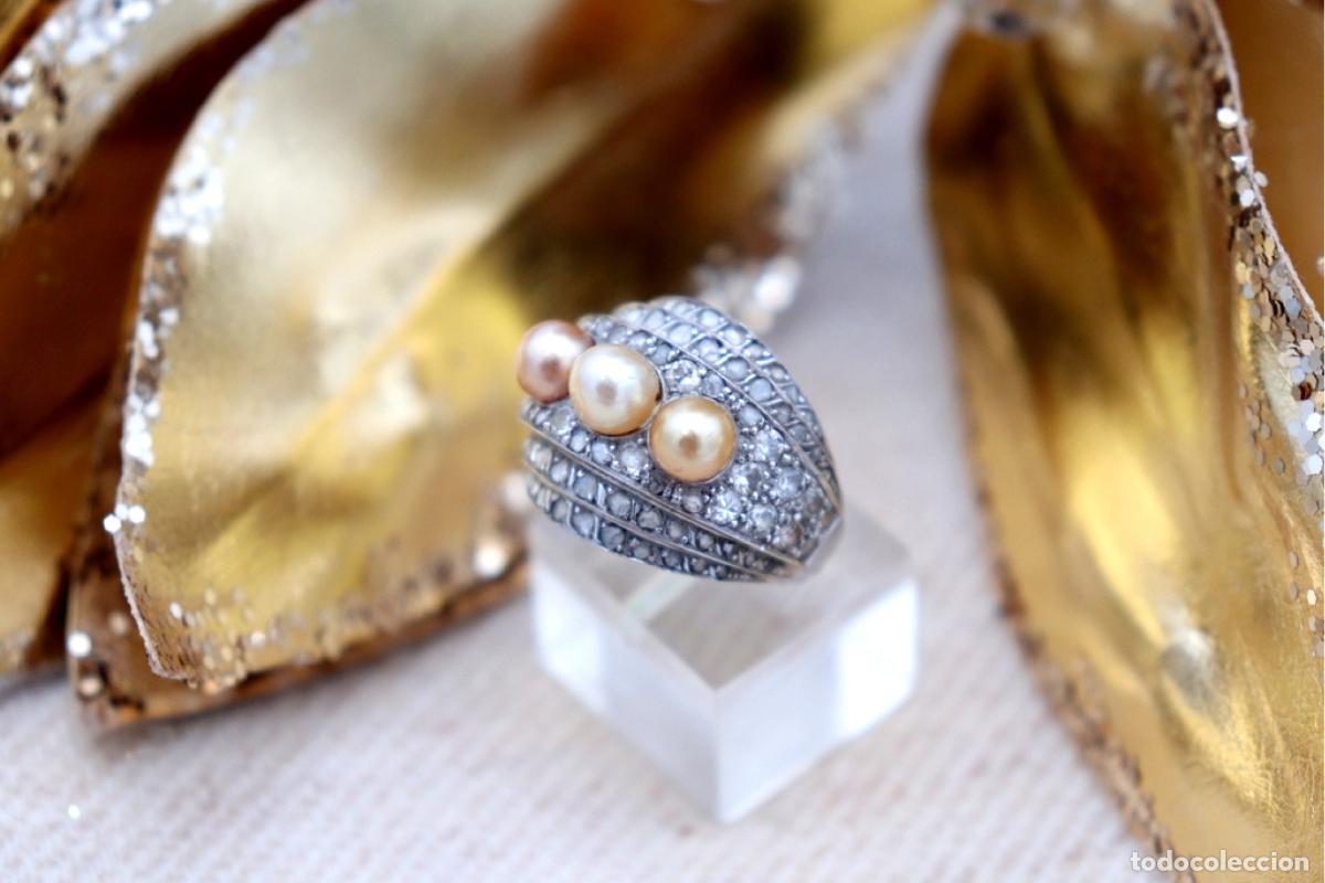 Joyeria: Anillo de oro de 19,2 quilates con diamantes y perlas - Foto 5