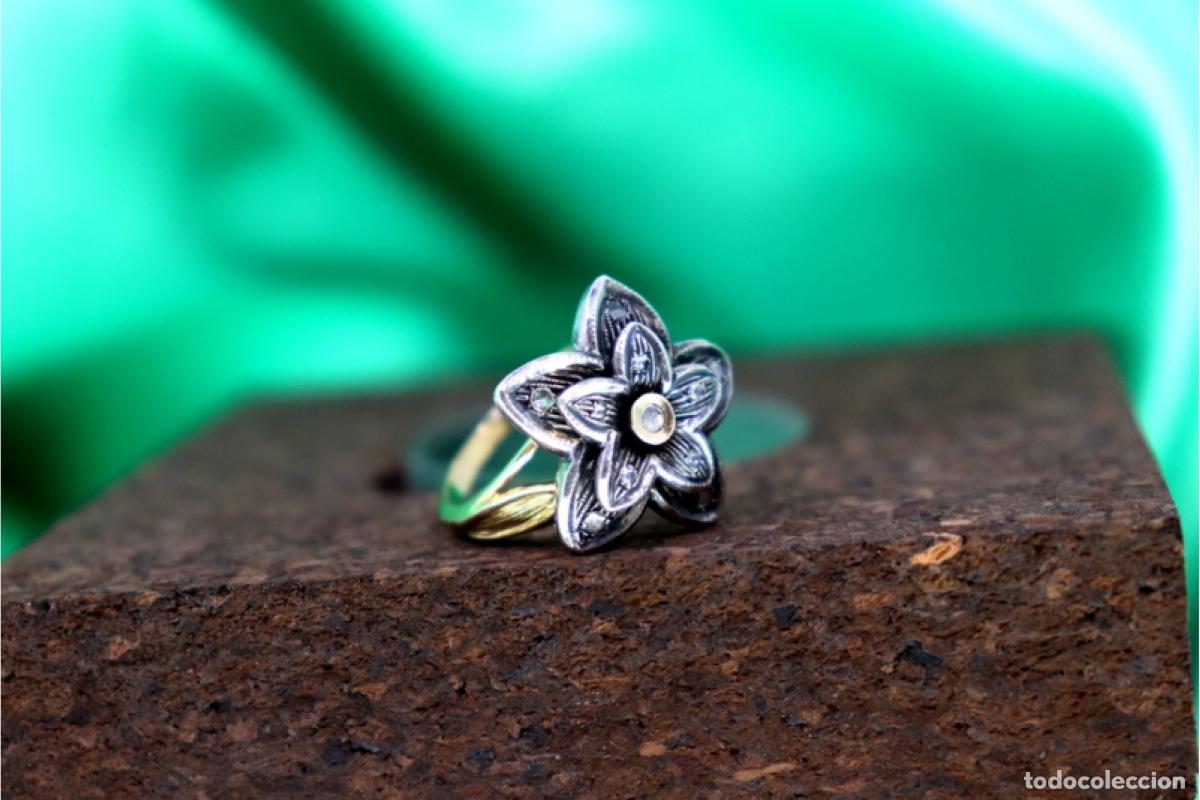 Joyeria: Anillo de oro y plata de 19,2K con diamantes. - Foto 3