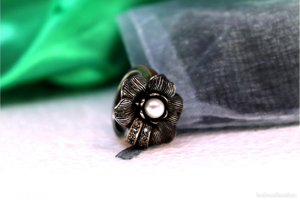 Joyeria: Anillo de oro y plata de 19,2K con perla. - Foto 4