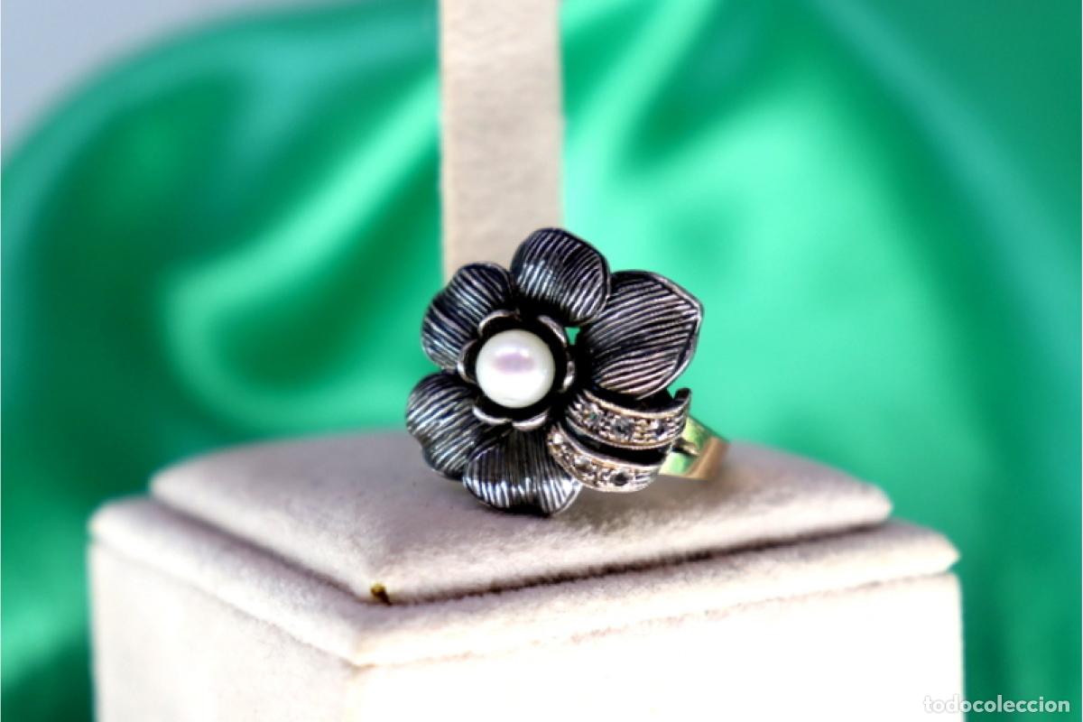 Joyeria: Anillo de oro y plata de 19,2K con perla. - Foto 6