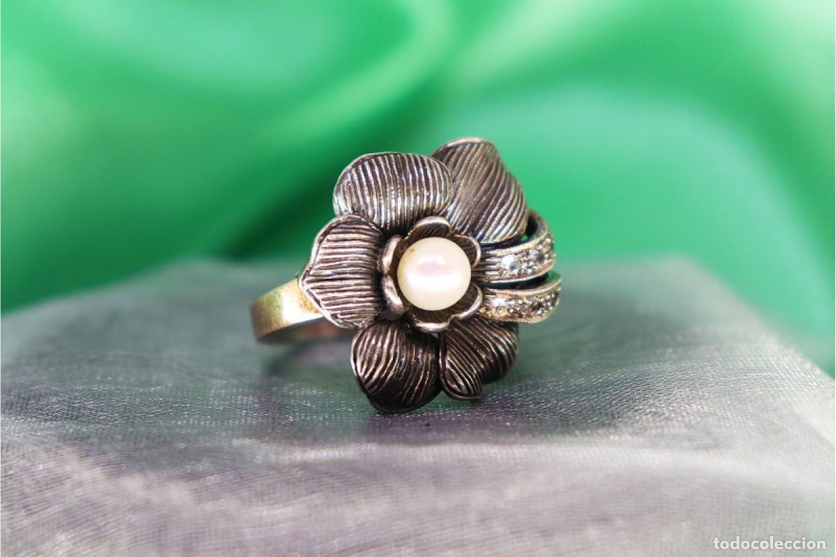 Joyeria: Anillo de oro y plata de 19,2K con perla. - Foto 1