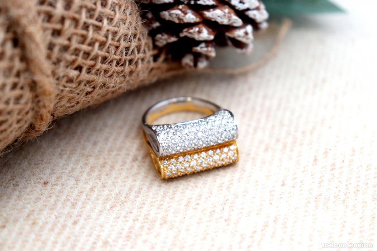 Joyeria: Anillo de oro bicolor de 19,2K con diamantes. - Foto 6