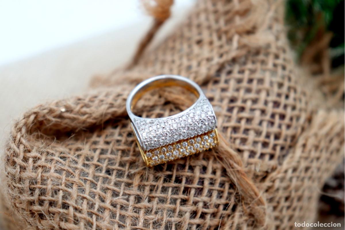 Joyeria: Anillo de oro bicolor de 19,2K con diamantes. - Foto 7