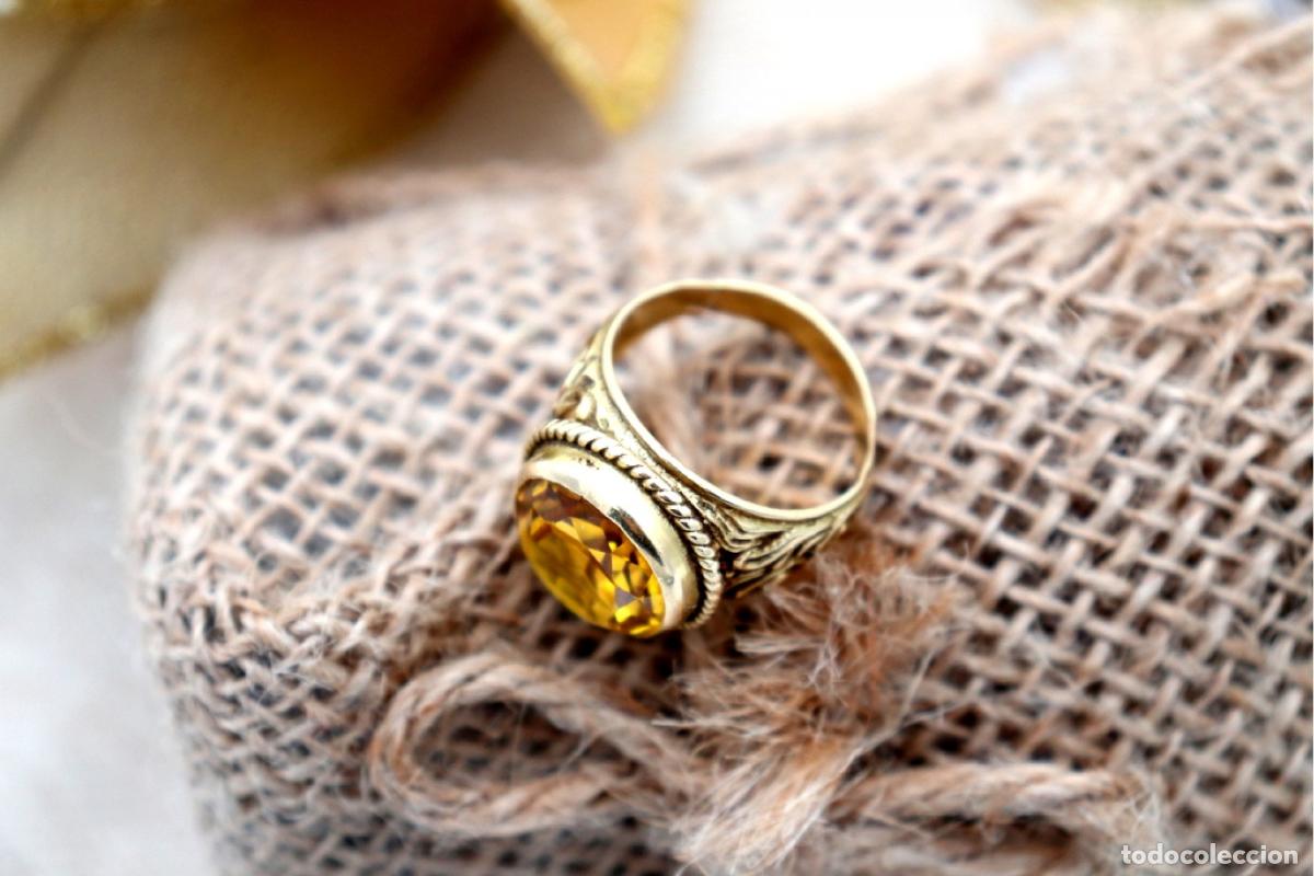 Joyeria: Anillo de oro blanco de 18 quilates con citrino. - Foto 3