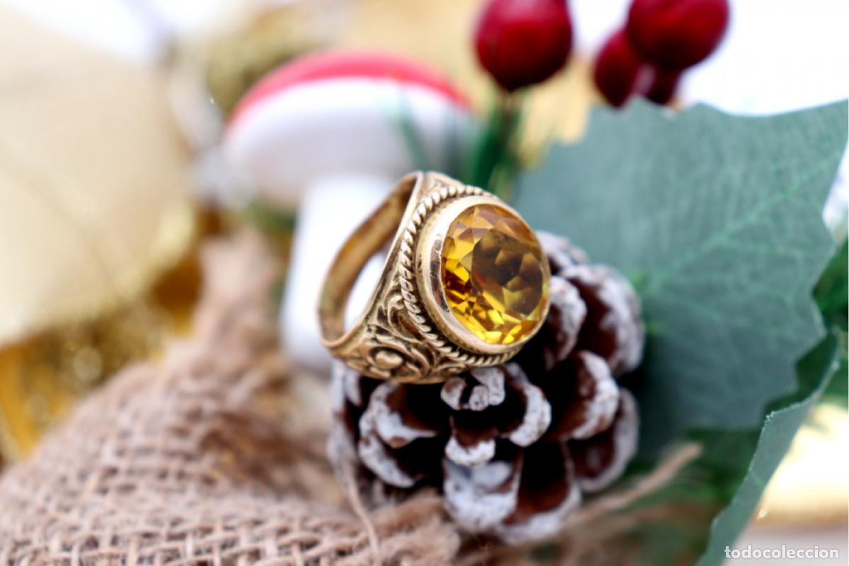 Joyeria: Anillo de oro blanco de 18 quilates con citrino. - Foto 6