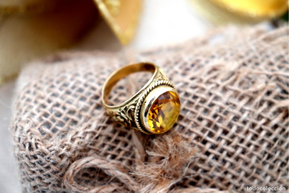 Joyeria: Anillo de oro blanco de 18 quilates con citrino. - Foto 7