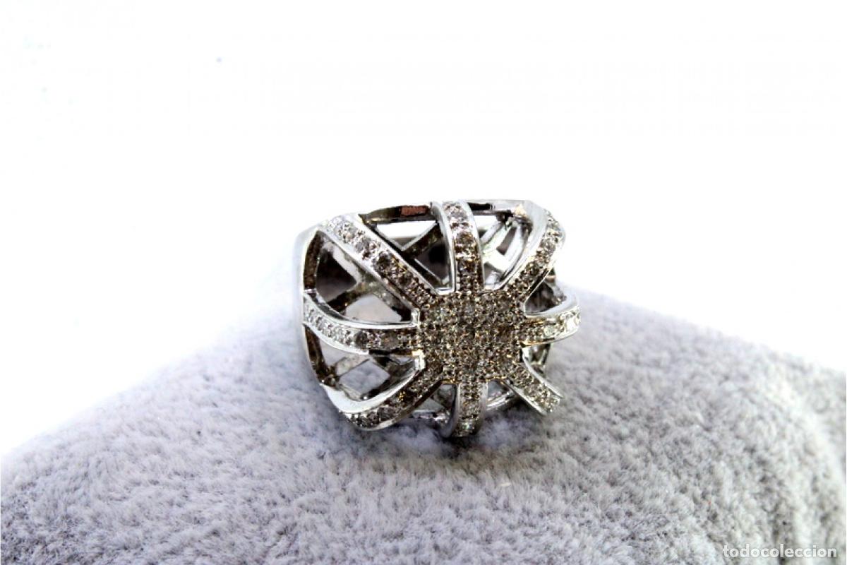 Joyeria: Anillo de oro blanco de 18 quilates con diamantes. - Foto 7