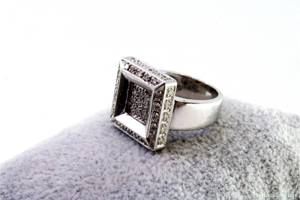 Joyeria: Anillo de oro blanco de 19,2K con diamantes. - Foto 2
