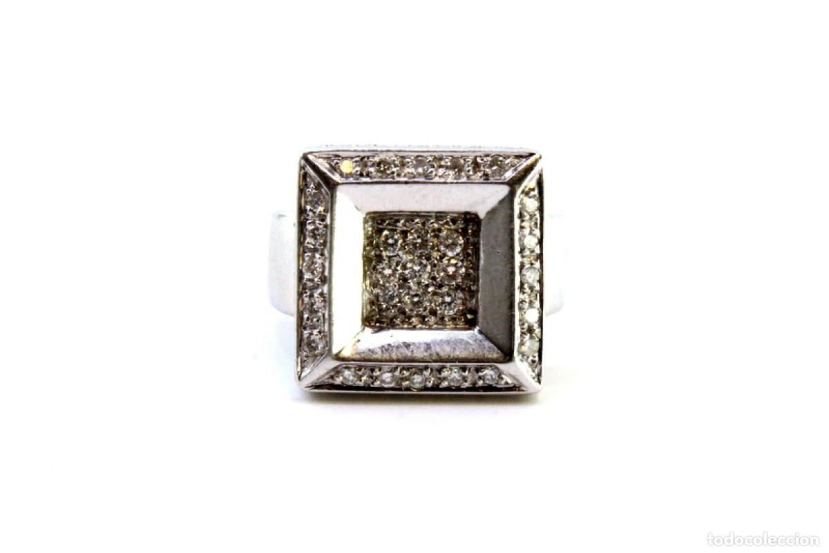 Joyeria: Anillo de oro blanco de 19,2K con diamantes. - Foto 3