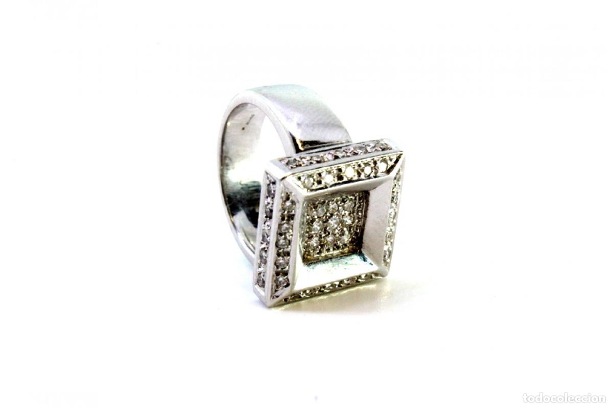Joyeria: Anillo de oro blanco de 19,2K con diamantes. - Foto 6