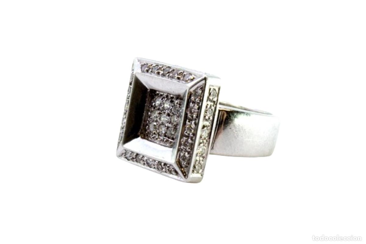 Joyeria: Anillo de oro blanco de 19,2K con diamantes. - Foto 1