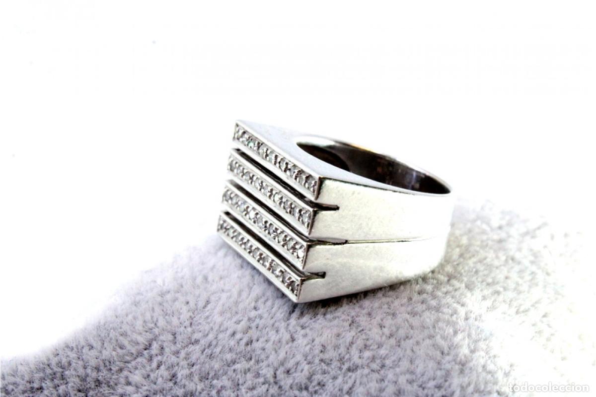 Joyeria: Anillo de oro blanco de 19,2K con diamantes. - Foto 2