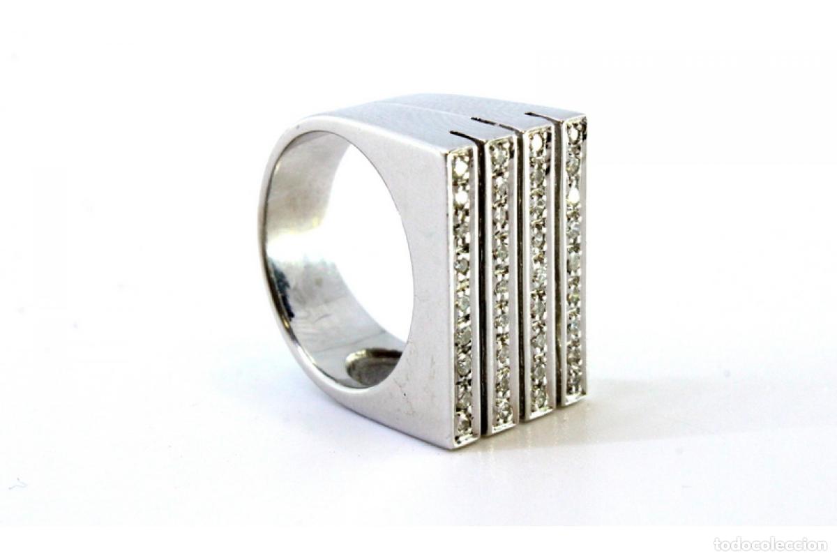 Joyeria: Anillo de oro blanco de 19,2K con diamantes. - Foto 5