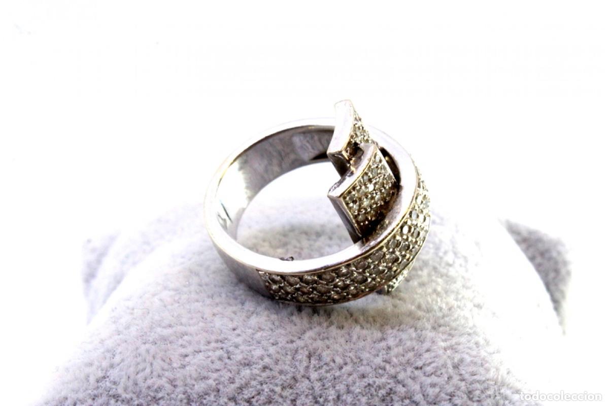 Joyeria: Anillo de oro blanco de 19,2K con diamantes. - Foto 2