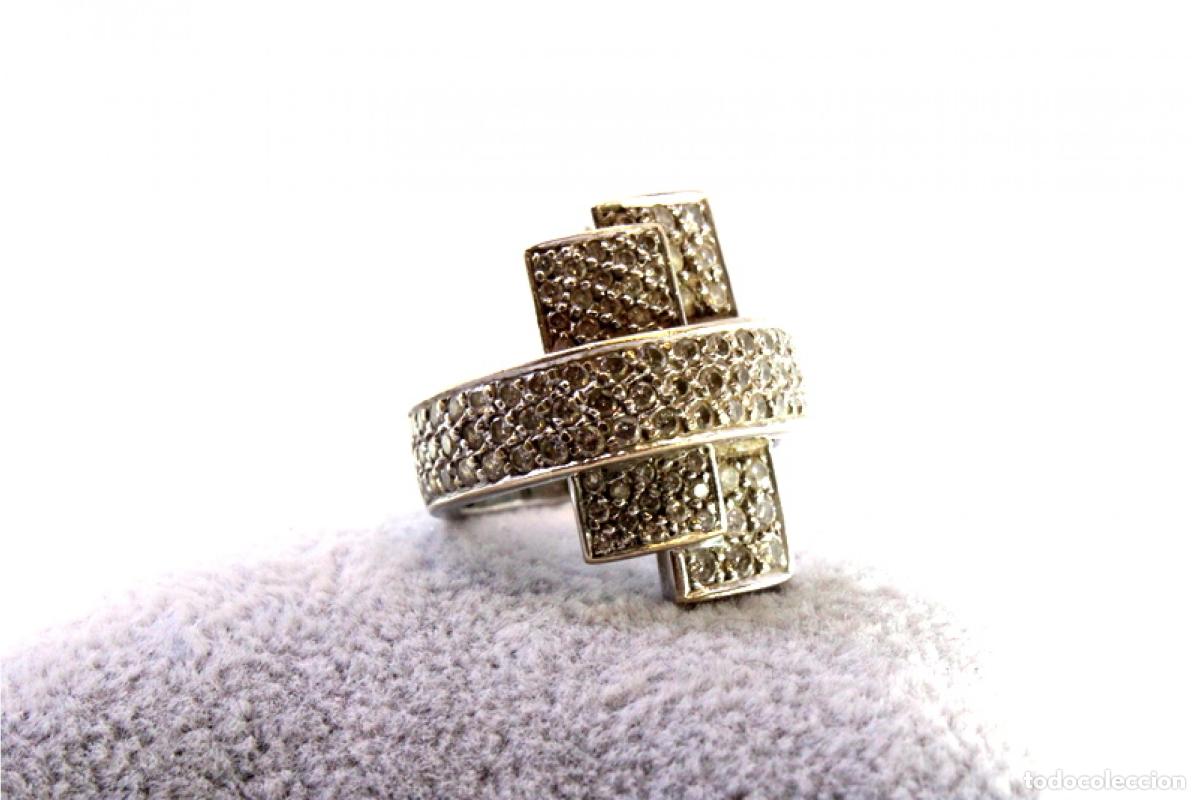 Joyeria: Anillo de oro blanco de 19,2K con diamantes. - Foto 3