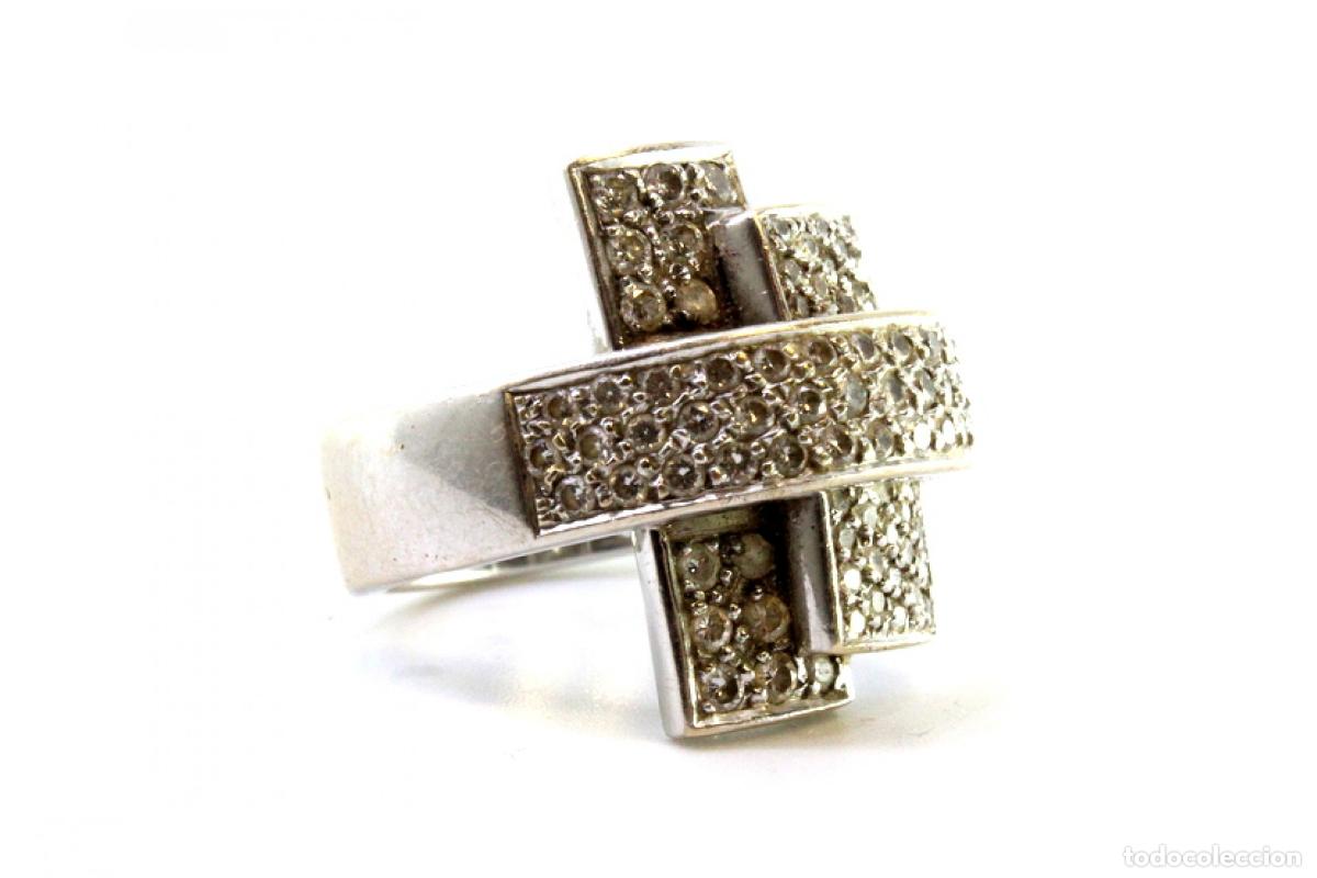 Joyeria: Anillo de oro blanco de 19,2K con diamantes. - Foto 6