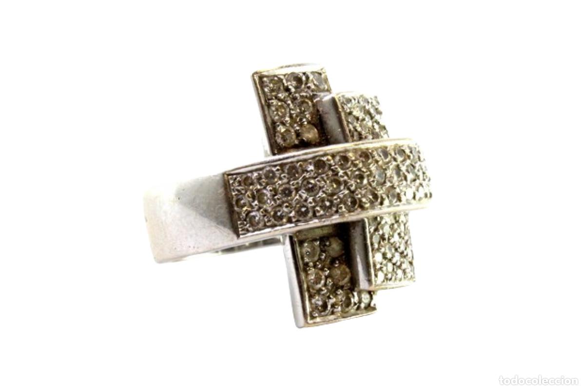 Joyeria: Anillo de oro blanco de 19,2K con diamantes. - Foto 1