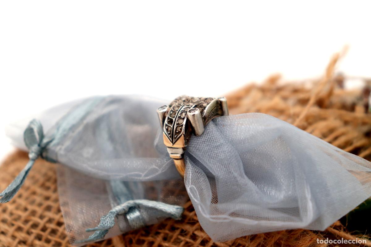 Joyeria: Anillo de oro y plata de 19,2K con diamantes. - Foto 2